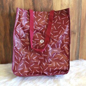 LuluLemon Medium Logo Seasonal Maroon Reusable Shopping Bag Tote
